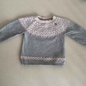 H&M White and Pink Patterned Sweater